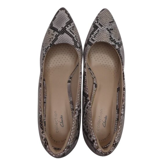 Clarks Illeana Tulip Natural Snake Pointed Toe Pumps Heels Womens 8.5 - Picture 7 of 14